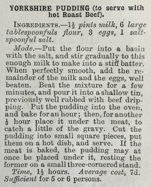 Miss Windsor presents: a recipe for Yorkshire pudding, discovered in 1903 edition of Mrs Beeton's One Shilling Cookery Book!