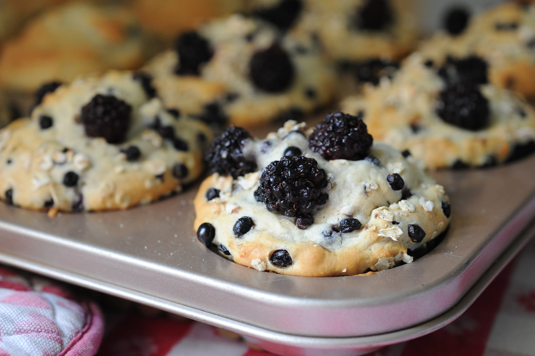 Recipe for: Miss Windsor's Blackberry & Elderberry Breakfast Muffins! 