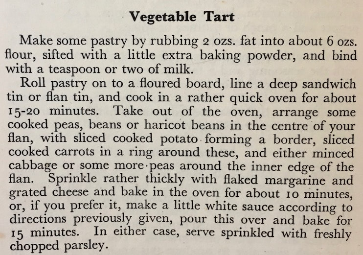 Irene Veal - Recipes of the 1940's - Vegetable Tart!