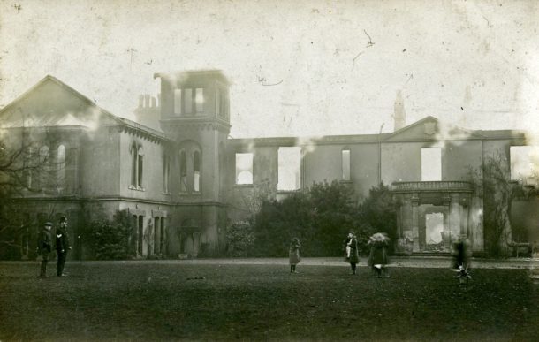 Miss Windsor's Delectables - photo of Begbrook House, Frenchay, Bristol - after it was destroyed by fire