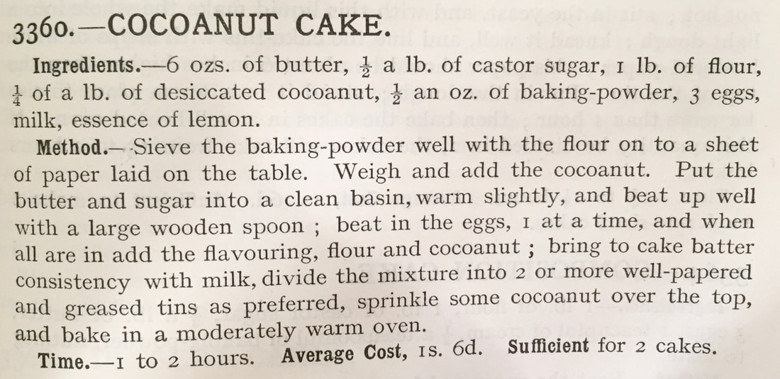 Miss Windsor: re-creates Mrs Beeton's recipe for Cocoanut Cake!