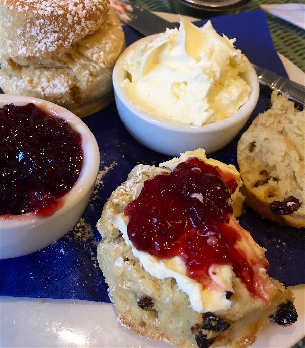 Miss Windsor's Delectables - cream tea with Brendon Hill Crafts strawberry jam / Longman's Dairy clotted cream - Mr Miles Tearooms, Taunton, Somerset.