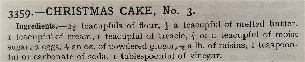 Miss Windsor's Delectables - Ingredients for Christmas Cake - measured in teacups -1906 edition of Mrs Beeton's Book of Household Management 