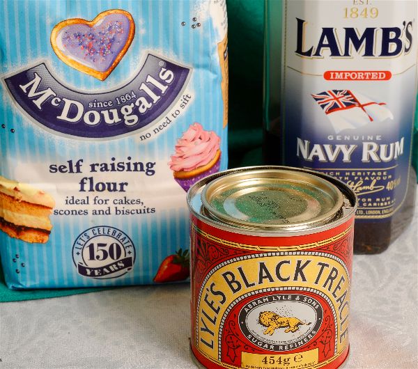 Miss Windsor: British pantry favourites -McDougalls Flour, Lambs Navy Rum and Lyle's Black Treacle! 